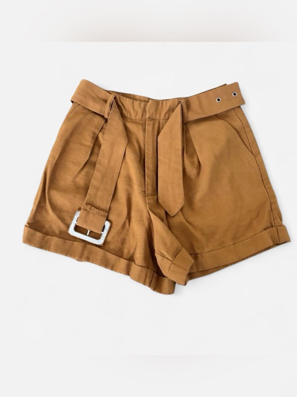 Forever 21 Belt Shorts in Camel Brown